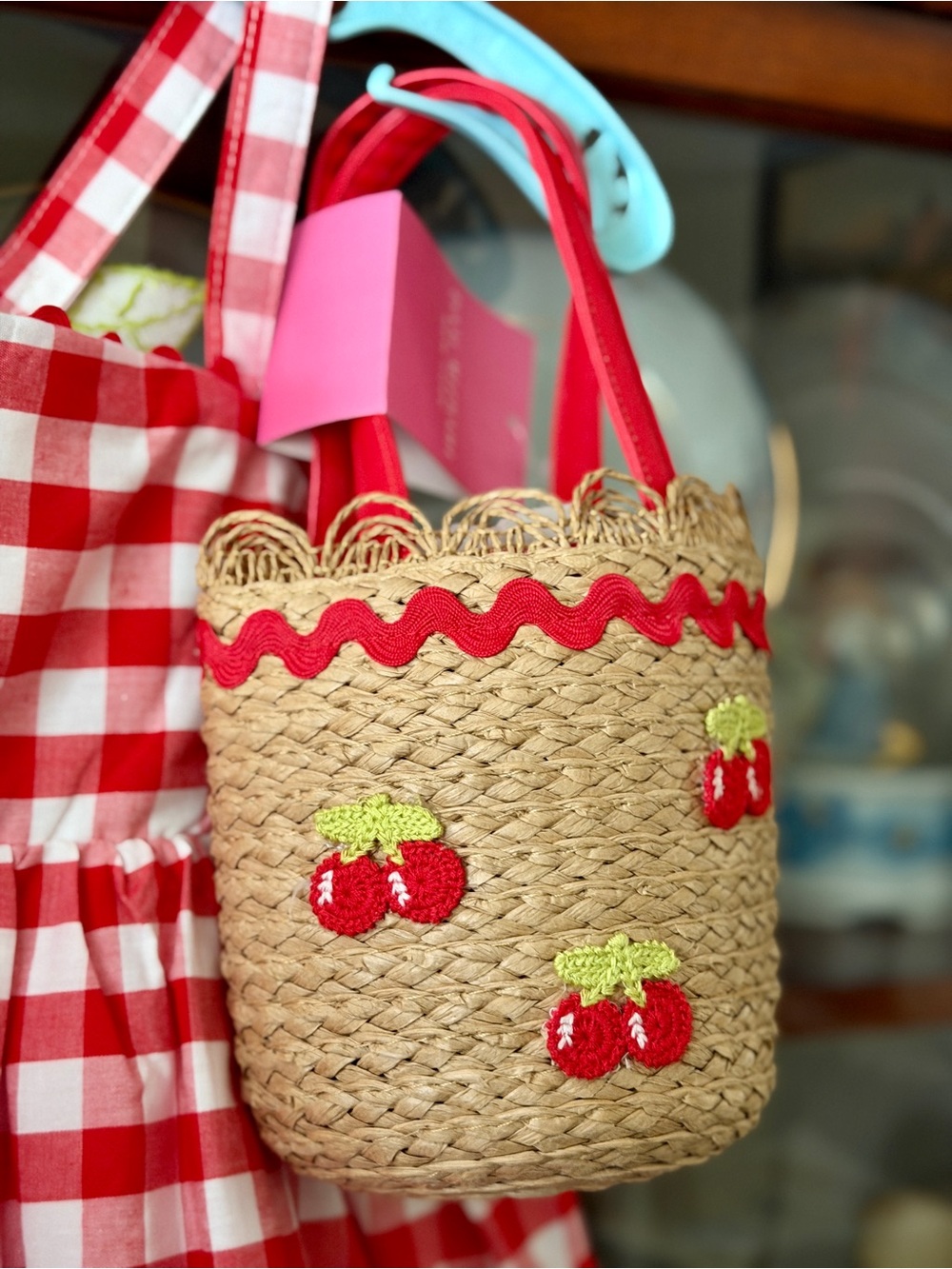 Girls Red and White Gingham Dress - Picture 12 of 12